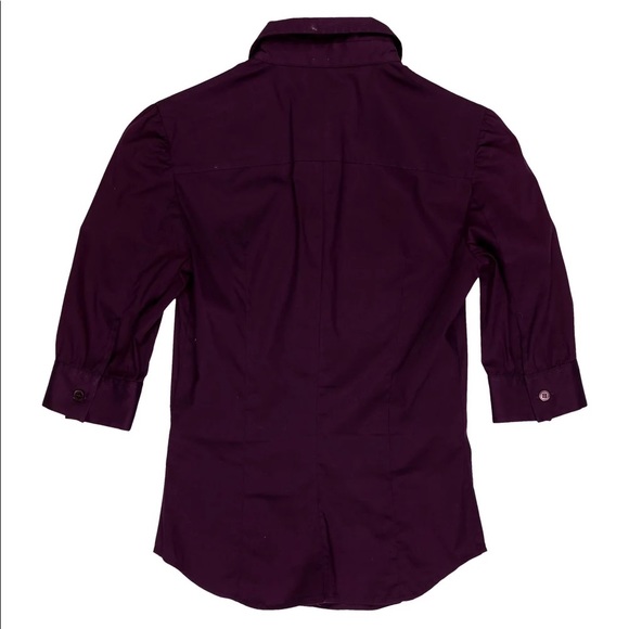 ISO Miu Miu purple button down three quarter short sleeve top, small pocket - Picture 2 of 2